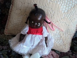 12'' CUTIE BLACK GIRLY COMPO JTD BABY DOLL, 3 TUFTS  INV 1709